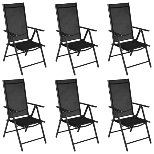 vidaXL 7 Piece Patio Dining Set Aluminum Black