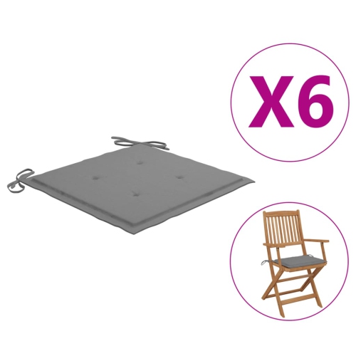 Coussins de chaise de jardin VidaXL, 6 pièces, tissu gris, 15.7 x 15,7 x 1,2 po