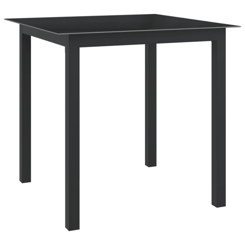 VIDAXL  Patio Table 31.5"x31.5"x29.1" Aluminum And Glass In Black