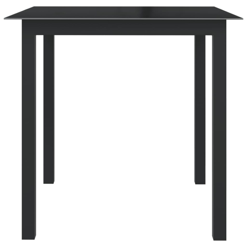 vidaXL Patio Table Black 31.5"x31.5"x29.1" Aluminum and Glass