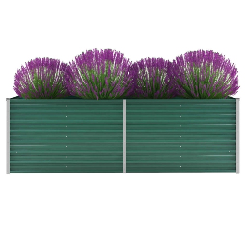 VIDAXL  Garden Raised Bed Galvanized Steel 94.5"x31.5"x31.3" In Green