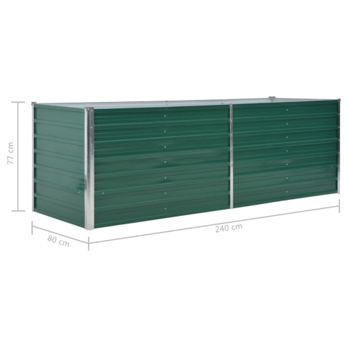 vidaXL Garden Raised Bed Galvanized Steel 94.5"x31.5"x31.3" Green