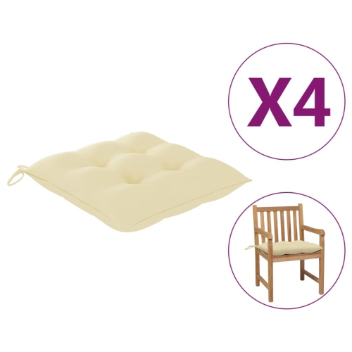 vidaXL Chair Cushions 4 pcs Cream White 19.7x19.7