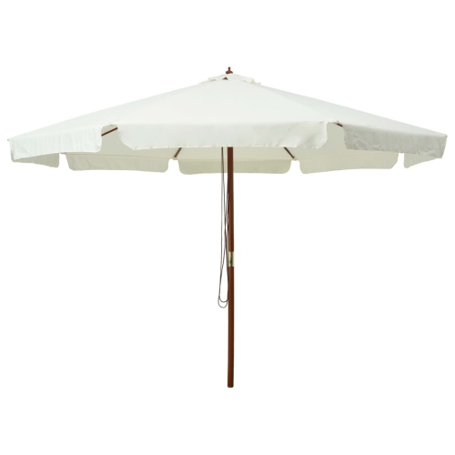 Parasol extérieur VidaXL avec poteau en bois, 129.9 po, blanc sable