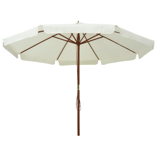 Parasol extérieur VidaXL avec poteau en bois, 129.9 po, blanc sable