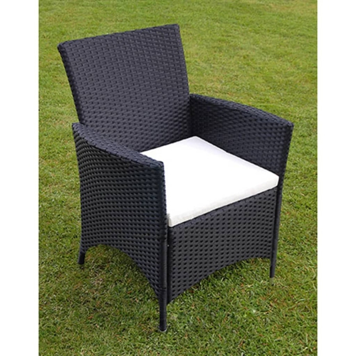 vidaXL 7 Piece Patio Dining Set with Cushions Poly Rattan Black