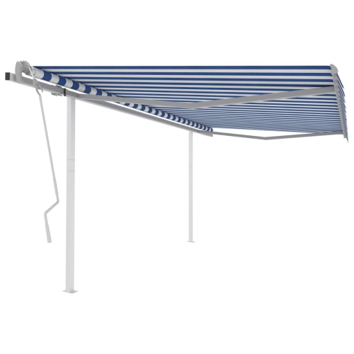 VIDAXL  Manual Retractable Awning With Posts 157.5"x118.1" And White In Blue