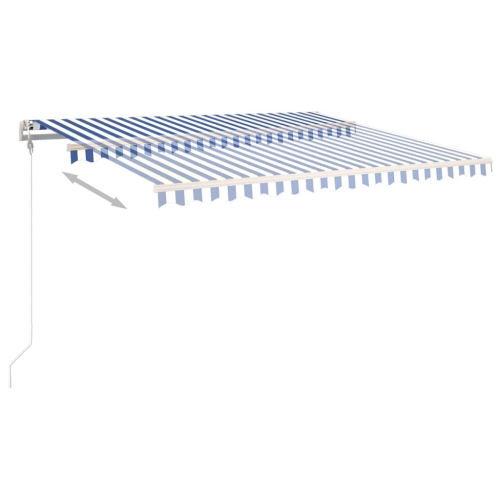 vidaXL Manual Retractable Awning with Posts 157.5"x118.1" Blue and White