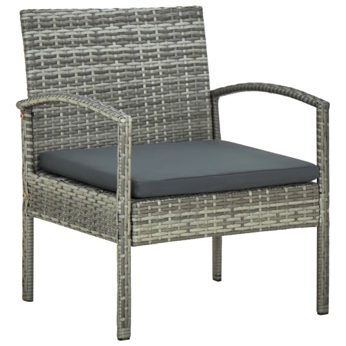 VIDAXL  Patio Chair With Cushion Poly Rattan Gray