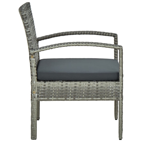 vidaXL Patio Chair with Cushion Poly Rattan Gray