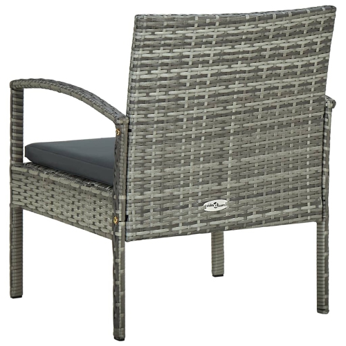vidaXL Patio Chair with Cushion Poly Rattan Gray