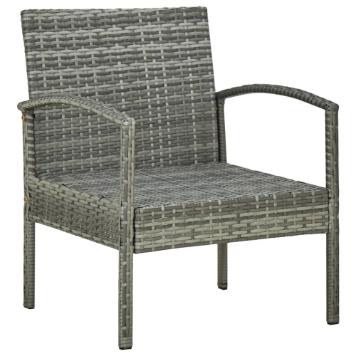 vidaXL Patio Chair with Cushion Poly Rattan Gray