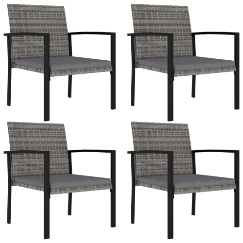 VIDAXL  Patio Dining Chairs 4 PCs Poly Rattan In Gray