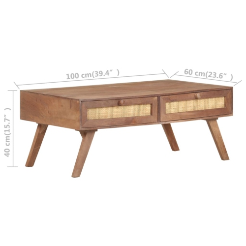 Table basse VidaXL en bois de manguier massif, 39.4 x 23,6 x 15,7 po