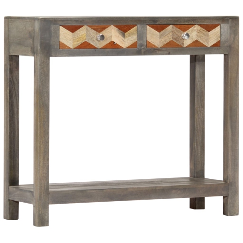 Console ViddaXL en bois de manguier massif, 33.9 x 11,8 x 29,9 po, gris