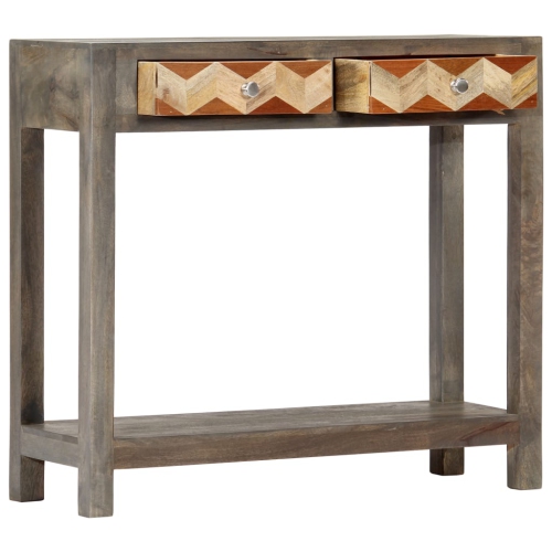 Console ViddaXL en bois de manguier massif, 33.9 x 11,8 x 29,9 po, gris