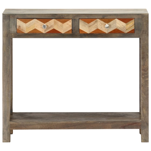 Console ViddaXL en bois de manguier massif, 33.9 x 11,8 x 29,9 po, gris