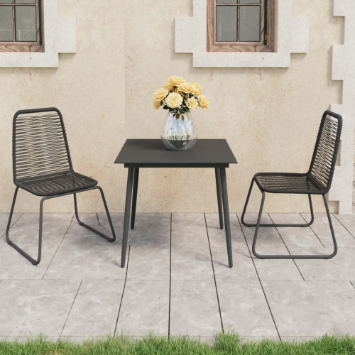 VIDAXL  3 Piece Patio Dining Set Pvc Rattan In Black