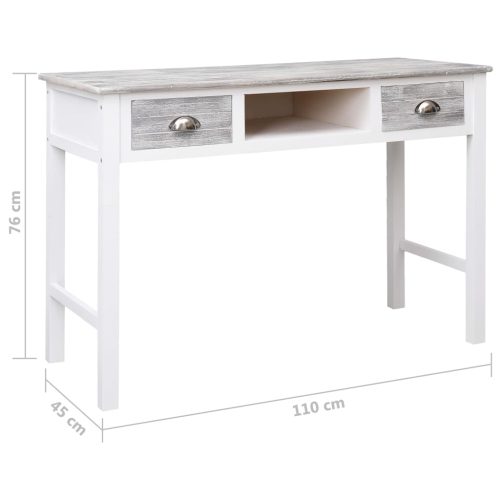 Bureau d’écriture vidaXL gris 43.3 x 17,7 x 29,9 po bois