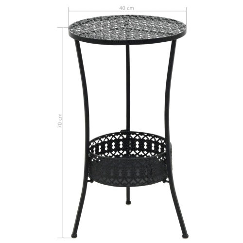 vidaXL Bistro Table Black 15.7"x27.5" Metal