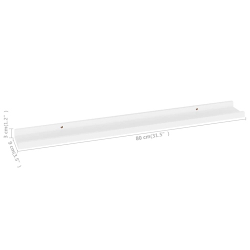 4 tablettes murales VidaXL blanches 31.5 x 3,5 x 1,2 po