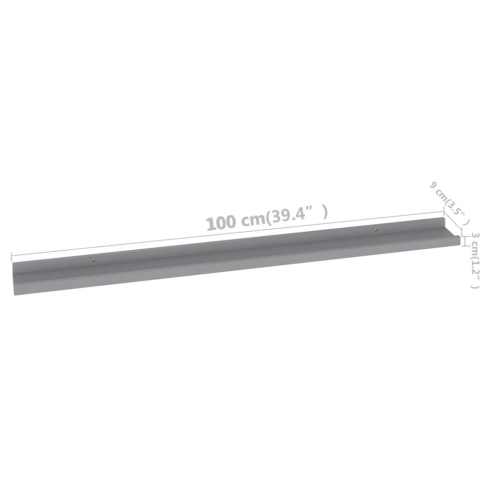 vidaXL Wall Shelves 2 pcs Gray 39.4"x3.5"x1.2"