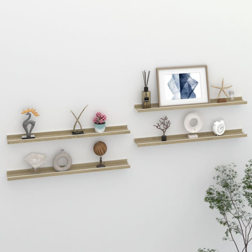 VIDAXL  Wall Shelves 4 PCs And Sonoma Oak 31.5"x3.5"x1.2" In White