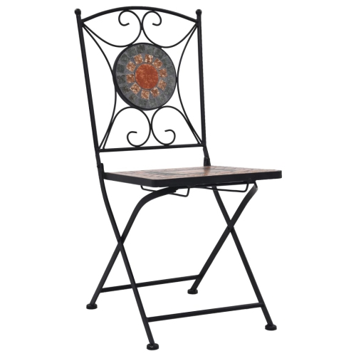 vidaXL Mosaic Bistro Chairs 2 pcs Orange/Gray