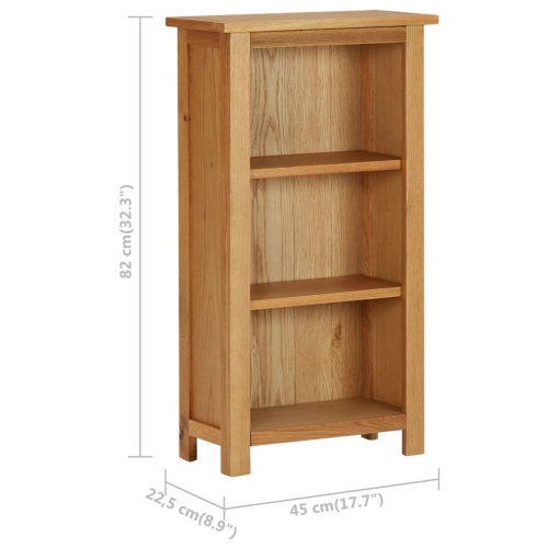 vidaXL Bookcase 17.7"x8.9"x32.3" Solid Oak Wood