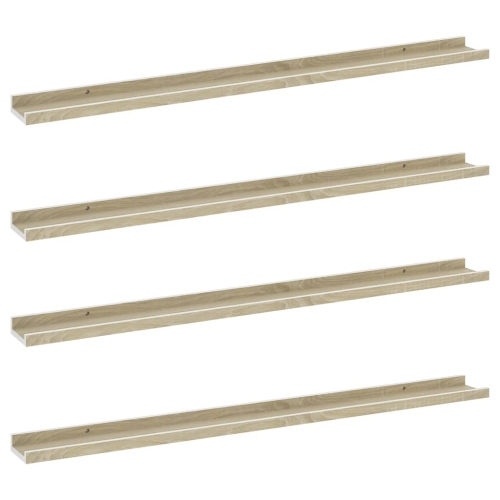 vidaXL Wall Shelves 4 pcs White and Sonoma Oak 39.4"x3.5"x1.2"
