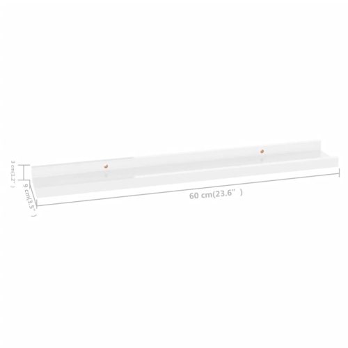 vidaXL Wall Shelves 2 pcs High Gloss White 23.6"x3.5"x1.2"