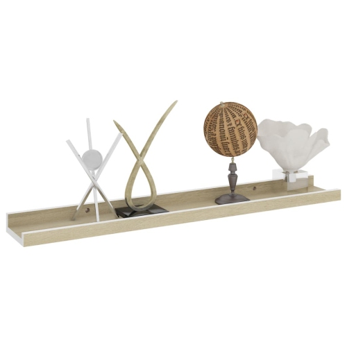 vidaXL Wall Shelves 4 pcs White and Sonoma Oak 23.6"x3.5"x1.2"