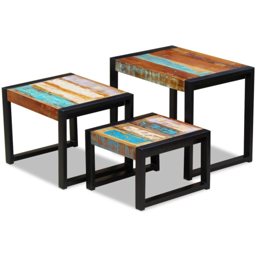 VIDAXL  Three Piece Nesting Tables Solid Reclaimed Wood