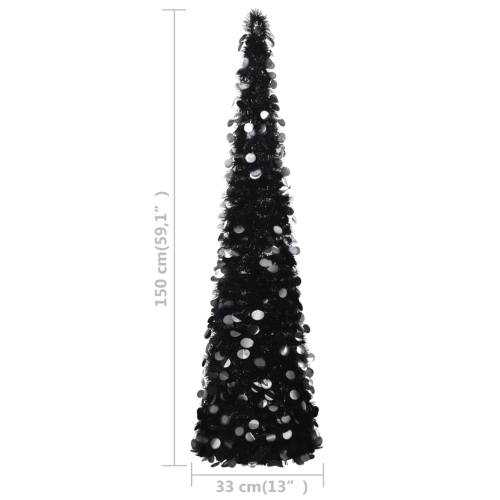 vidaXL Pop-up Artificial Christmas Tree Black 59.1" PET