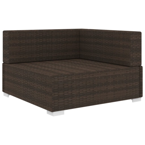 vidaXL Sectional Corner Chair with Cushions Poly Rattan Brown