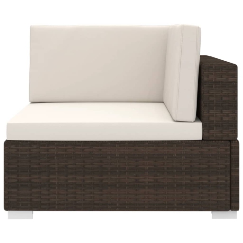 vidaXL Sectional Corner Chair with Cushions Poly Rattan Brown
