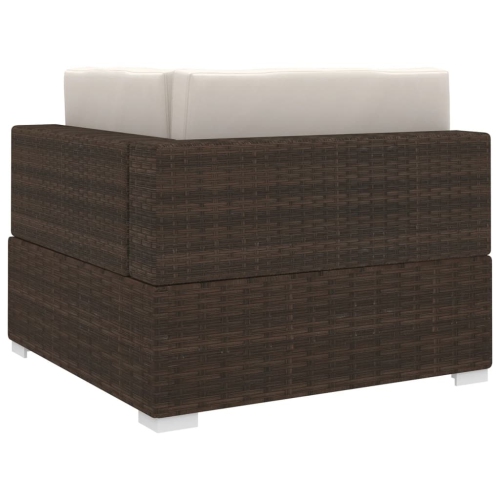 vidaXL Sectional Corner Chair with Cushions Poly Rattan Brown