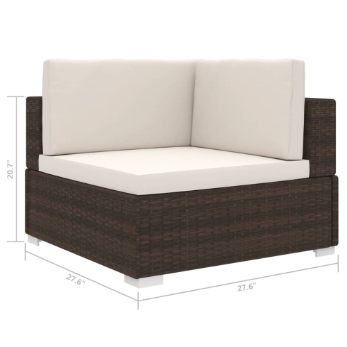 vidaXL Sectional Corner Chair with Cushions Poly Rattan Brown
