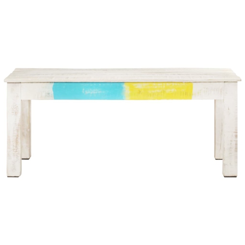Table basse VidaXL en bois de manguier massif, 43.3 x 23,6 x 17,7 po, blanc