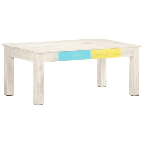 Table basse VidaXL en bois de manguier massif, 43.3 x 23,6 x 17,7 po, blanc