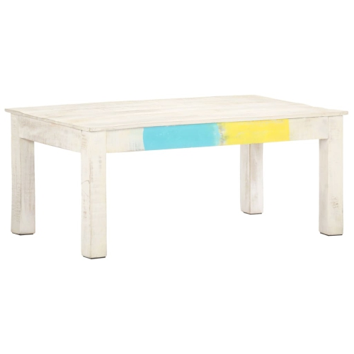 Table basse VidaXL en bois de manguier massif, 43.3 x 23,6 x 17,7 po, blanc