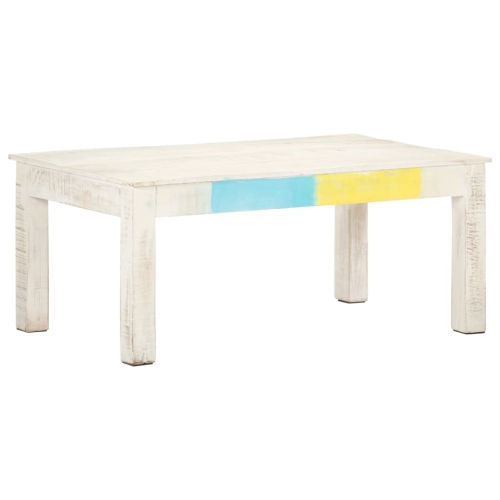 Table basse VidaXL en bois de manguier massif, 43.3 x 23,6 x 17,7 po, blanc