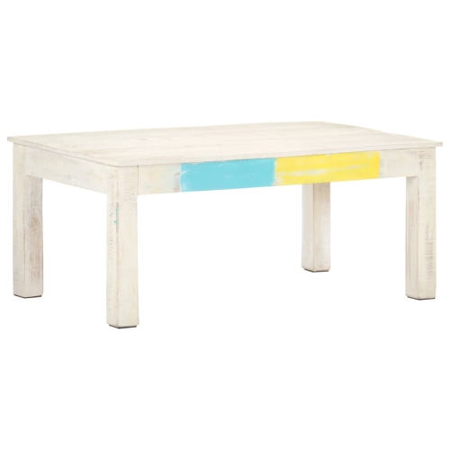 Table basse VidaXL en bois de manguier massif, 43.3 x 23,6 x 17,7 po, blanc