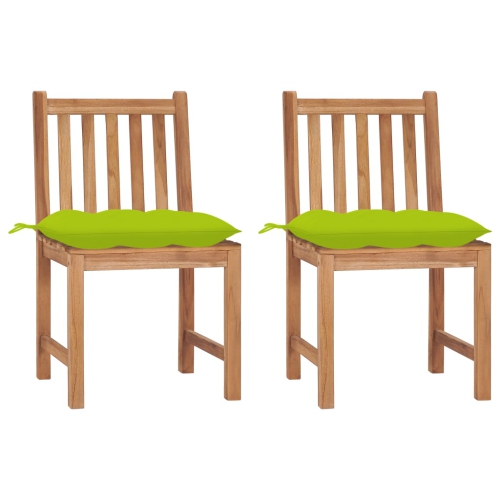 vidaXL Patio Chairs 2 pcs with Cushions Solid Teak Wood