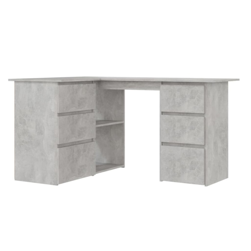 vidaXL Corner Desk Concrete Gray 57.1"x39.4"x29.9" Chipboard
