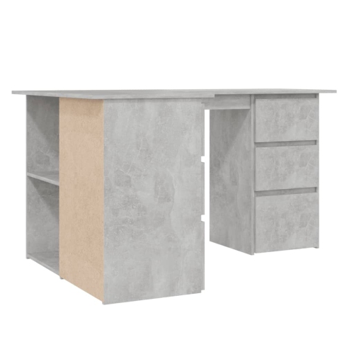 vidaXL Corner Desk Concrete Gray 57.1"x39.4"x29.9" Chipboard