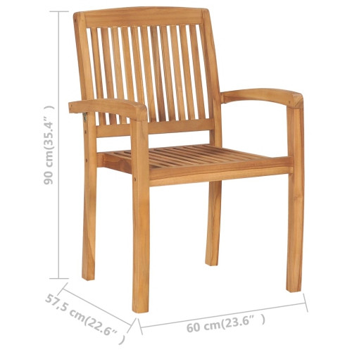vidaXL Stacking Patio Dining Chairs 2 pcs Solid Teak Wood
