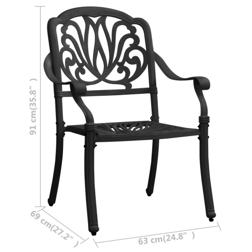 vidaXL Patio Chairs 2 pcs Cast Aluminum Black