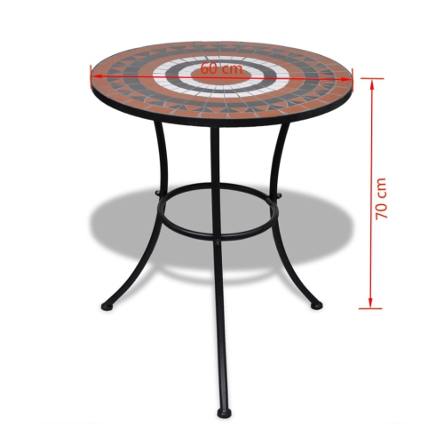 vidaXL Bistro Table Terracotta and White 23.6" Mosaic