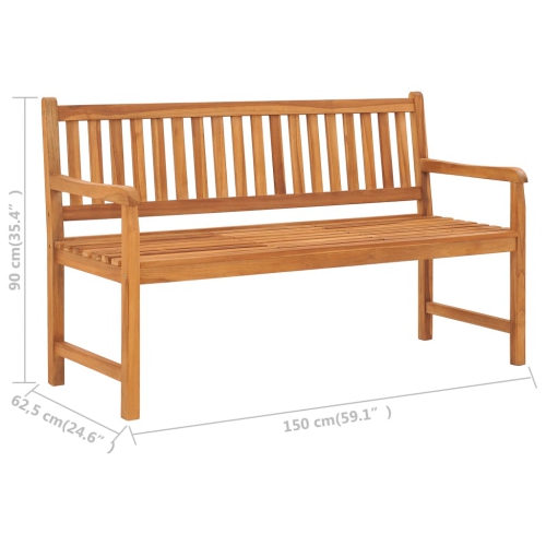 vidaXL 3-Seater Patio Bench with Table 59.1" Solid Teak Wood